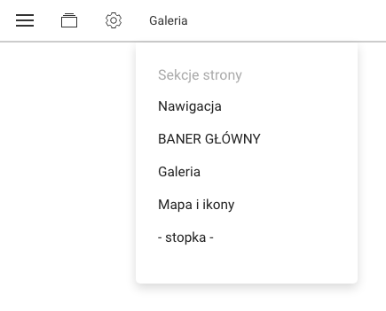 lista sekcji na stronie